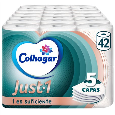 Colhogar Just 1 x42 Lot de 6 rouleaux de papier toilette ultra doux pour un maximum de confort Blanc 7 x 6 cm