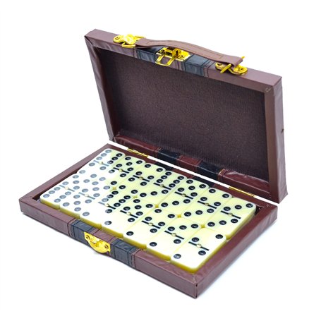 Mallette portable domino Grande avec 28 pièces Boîte de voyage 19 x 13 x 3 cm