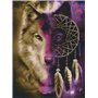 Abillyn Kit de broderie au point de croix Motif loup et attrape-rêves estampillé avec motif imprimé (loup)