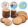 Liuer Tranches de Bois Naturel 60PCS Rondin Rondelle Rond en Bois Craft Wood kit Inachevé pour Les Arts l'artisanat Décorations