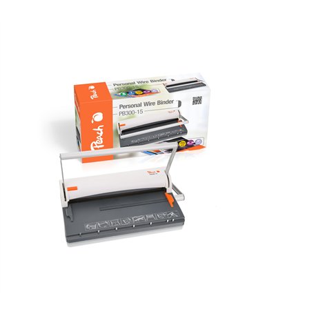 Peach PB300-15A Relieuse à fil | Ferme-reliure à fil personnel DIN-A4 | Relie 60 côtés | Comprend 34 peignes de reliure de 8 mm