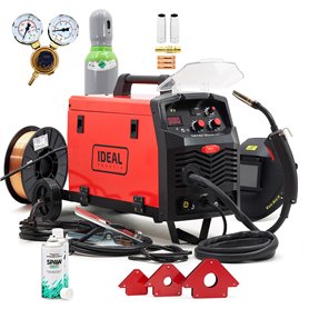 Set Ideal™ Praktik MIG 200 MIG/MAG Poste à souder inverter 200 A Machine à souder 3 en 1 Flux MMA 230 V