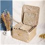 YSGLIFE Panier de Rangement en Jonc de mer avec Couvercle Ensemble de 2 Paniers Empilables Herbe de mer Tissée Paniers Carrés po