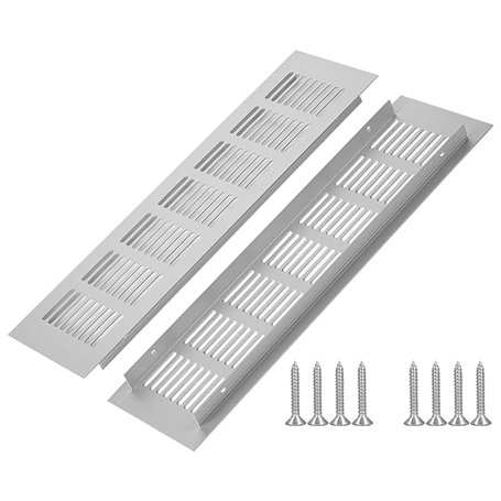 Lot de 2 grilles d'aération rectangulaires en aluminium - 30 x 8 cm - Avec 8 vis - Pour la ventilation des armoires et des chamb