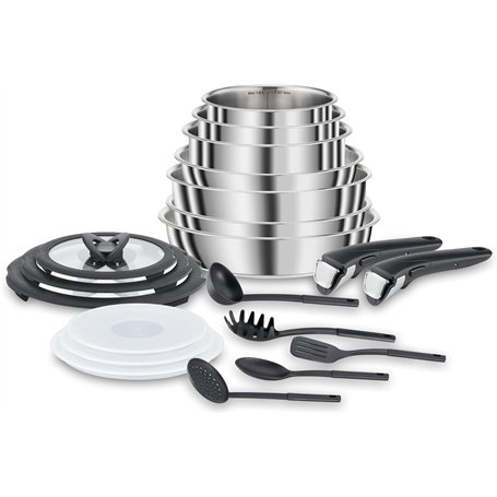 Lagostina Ingenio Inox Lot de 20 casseroles et poêles en acier inoxydable