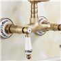 Robinet bronze mural en laiton avec double poignées en céramique Rotation 360 ° Robinet pour cuisine mural vintage support chaud