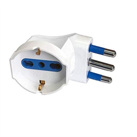 Adaptateur réducteur d'angle fiche 16A prise trivalente 10 16A + Schuko peu encombrant