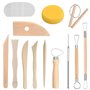 Longivia® 13 Outils de Modelage en Bois de Hêtre Naturel - Outils Sculpture Argile – Kie de Outils Poterie Enfant et Adult – pou