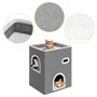 BAKAJI Niche à Chat Verticale avec entrée, abris Gris pour Animaux domestiques, griffoir en Polyester Chaud et rembourré, lit av