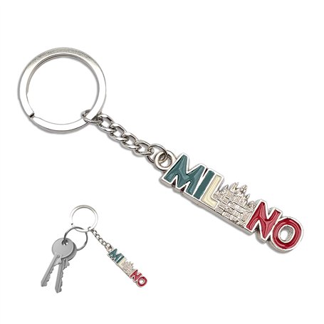 Leddy Living Porte-clés Milano en métal – Cathédrale avec drapeau italien – Souvenir célébratif pour les amoureux des voyages et