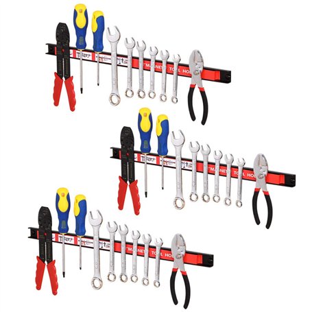 Bakaji Lot de 3 barres magnétiques aimantées murales pour outils de travail et couteaux