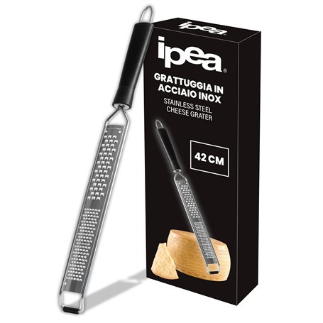 IPEA Râpe à Fromage Plate et Longue en Acier Inoxydable - 42 cm - Râpe à Cuisine avec Poignée Ergonomique pour Râper le Fromage