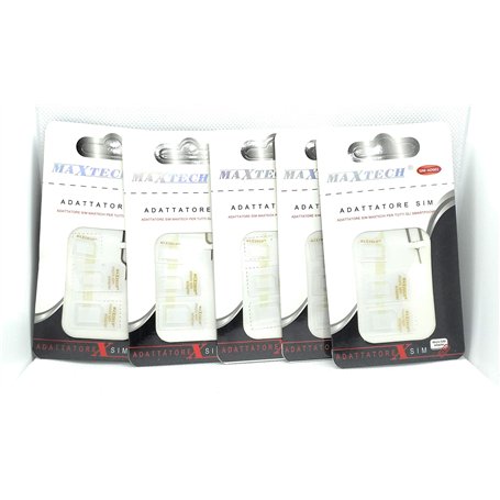 Lot de 5 adaptateurs Sim Card 4 en 1 Nano SIM Micro SIM Standard Sim Cutter Adaptateur carte SIM Adaptateur SIM universel Adapta