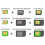 Lot de 5 adaptateurs Sim Card 4 en 1 Nano SIM Micro SIM Standard Sim Cutter Adaptateur carte SIM Adaptateur SIM universel Adapta