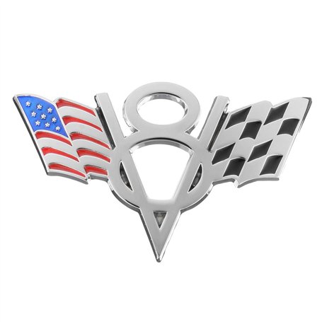 C-FUNN Métal V8 Drapeau Américain Moto Décoration Autocollants Voiture Emblème Badge Stickers