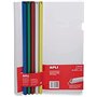 APLI-AGIPA 48809 Kit Reliure Polypropylène 30 feuilles Bord Incurvé 10 x 297 mm 5 Baguettes Couleur 5 Couverture Transparent Ver