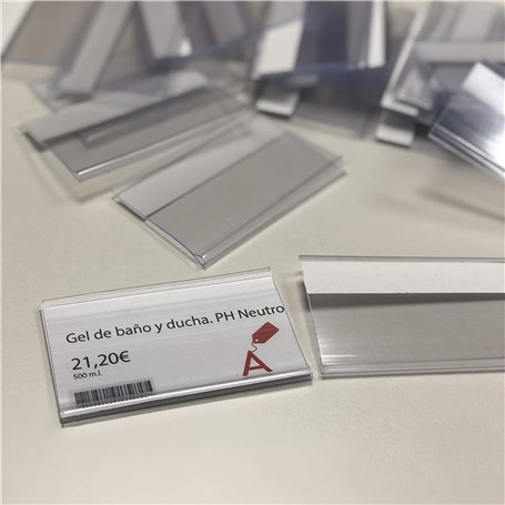 Abarnom Lot de 100 porte-étiquettes transparents auto-adhésifs de 39 mm de haut 70 mm de long. Porte-prix autocollants individue