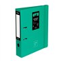 Grafoplas Classeur 2 anneaux A4 avec levier 65 mm Turquoise Polyfoam Ouverture 360° Résistant et ultra léger Fermeture élastique