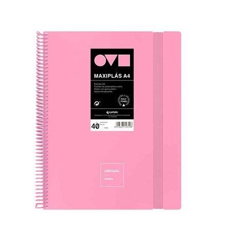 Grafoplas Classeur à pochettes en plastique A4 40 pochettes transparentes Couverture rigide en Polyfoam Résistant et ultra léger