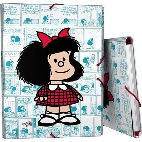 Grafoplás | Classeur scolaire 3 rabats | Carton doublé | Couverture rigide | Taille Folio | Collection Design Mafalda puces | Ce