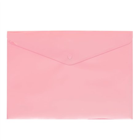 Grafoplas Enveloppe plastique avec fermeture à clic | Ecoplas | Format folio | Couleur rose doux translucide | 33