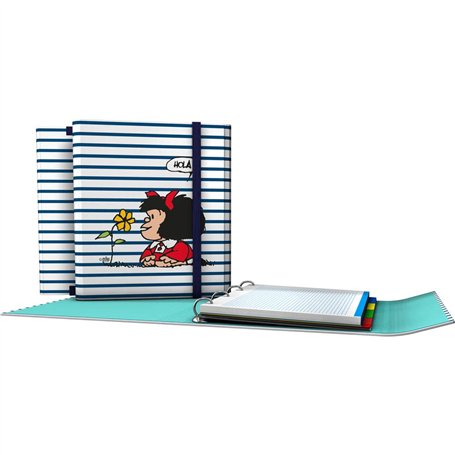 Mafalda 88212613 Collection Mafalda Classeur à 4 anneaux et recharge Multicolore A4