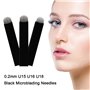 50 pièces Lame Microblading Aiguilles de Microblading U noires en 0.20mm 18U 16U Sourcils Permanent Aiguilles (18U-0.2mm)