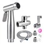 Douchette Wc Kit Complet - Kit Douchette Wc avec Vanne 3 Voies (1/2"-3/8") I Tailles Standards France (Argent)