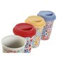 Tasse avec Couvercle DKD Home Decor Multicouleur Fleurs 400 ml (4 Unités)