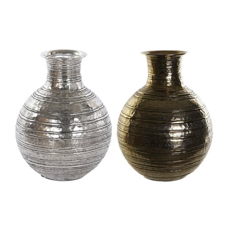 Vase DKD Home Decor Doré Argenté Aluminium Moderne Finition vieillie 38 x 38 x 50 cm (2 Unités)