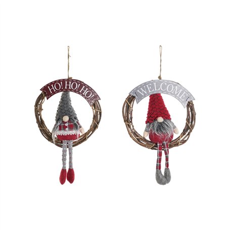 Couronne de Noël DKD Home Decor Multicouleur Bois 30 x 7 x 46 cm (2 Unités)