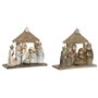 Crèche de Noël DKD Home Decor Bleu Marron Doré Résine 7 x 7 x 15