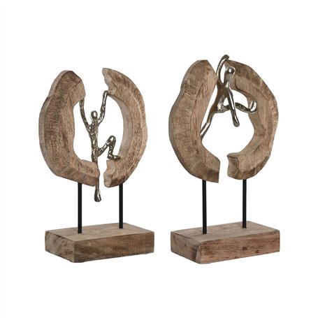 Figurine Décorative Home ESPRIT Marron Argenté Naturel 19 x 9 x 28 cm (2 Unités)