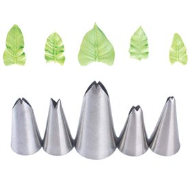 DUORUI Lot de 5 Douilles à Pâtisserie Embouts de Glaçage en Acier Inoxydable Réutilisable pour Décoration Gâteaux Forme de Feuil DUORUI Lot de 5 Douilles à Pâtisserie Embouts de Glaçage en Acier Inoxydable Réutilisable pour Décoration Gâteaux Forme de Feuil