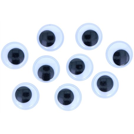 INNSPIRO Yeux mobiles noirs autocollants ronds 20 mm. 24 unités