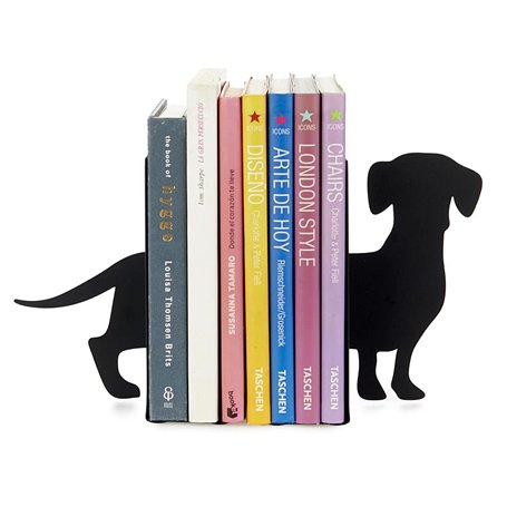 Balvi Serre-Livres Teckel Couleur Noir Support de Livres pour étagère en Forme de Chien 2 unités Méta