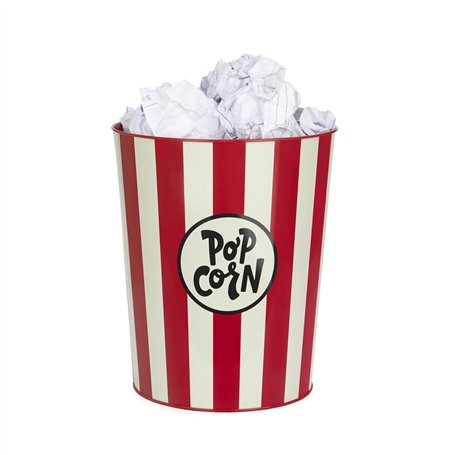 Balvi Corbeille à Papier Popcorn Couleur Rouge et Beige Les papiers simulent du Pop-Corn Métal