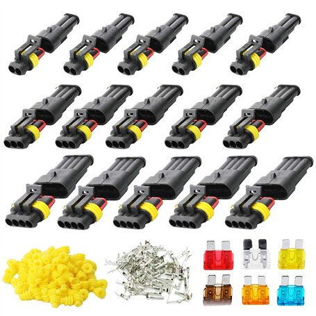 RUNCCI-YUN 15 Kits 2 Broches 3 Broches 4 Broches Voiture Étanche Connecteur Électrique