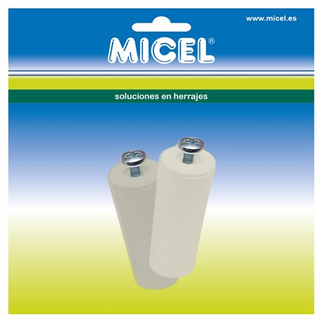 MICEL 91777 Lot de 2 butées pour volet roulant avec vis en métal métrique 6 en plastique ivoire 40 x 20 mm