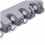Emuca - Porte-Balai Mural, Support pour balais et pour balais à Franges avec 4 Trous et 5 Crochets, en Plastique, Gris
