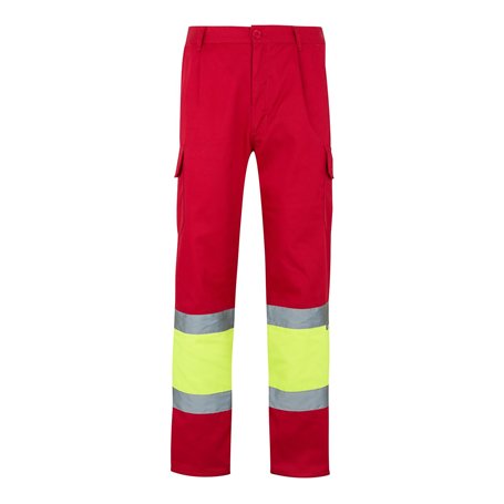 VELILLA 157 Pantalon bicolore multipoches haute visibilité Rouge/jaune fluo Taille M