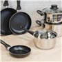 San Ignacio PK669 Batterie de Cuisine Sip 5 Pièces Casserole + Deux Faitouts avec Couvercle de Verre avec Set de 3 Poêles Ø16/20