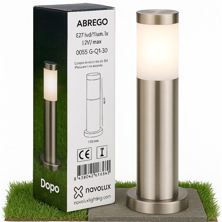 Dopo Lighting-potelet eclairage exterieur ABREGO H.45cm-borne eclairage exterieur-IP44 acier inoxydable E27 11W-lampadaire exter
