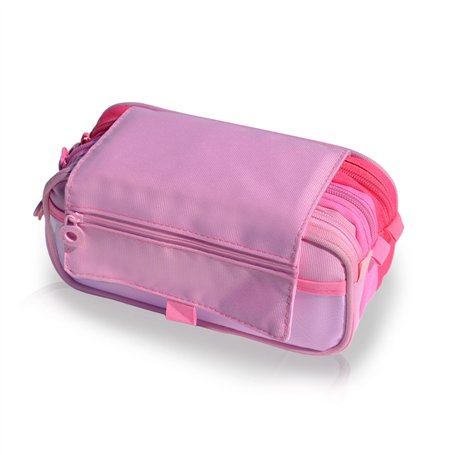office box Trousse triple blush pastel avec 3 grandes sections intérieures et fermeture éclair individuelle