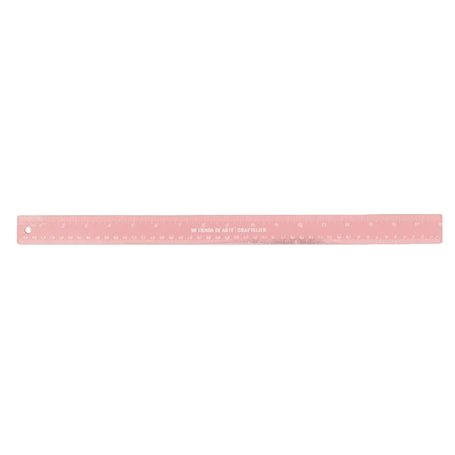 Craftelier - Règle métallique de 45 cm (18") | Couleur rose avec chiffres blancs | Base en liège et fabriquée en acier inoxydabl
