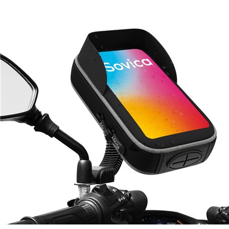 Sovica Support Telephone Moto Scooter Etanche Etui de Protection Visiere antireflet valable pour Les Telephones Portables jusqu'