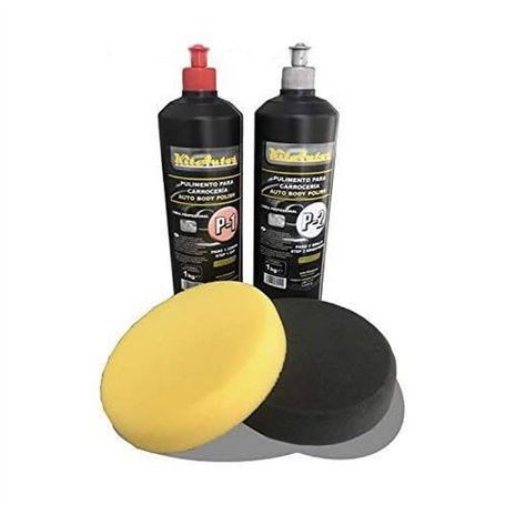 KITAUTOS Polissage pour carrosserie 1 kg de coupe + 1 kg de brillance + éponges de polissage 150 mm.