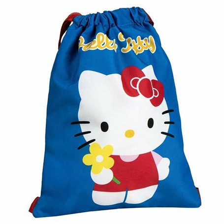 Sac à dos serré par des ficelles Hello Kitty Bleu 27 x 33 cm