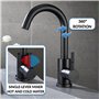 Robinet lavabo haut noir mat salle de bain acier inoxydable levier unique eau chaude et froide avec tuyaux inclus mitigeur lavab