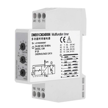 DC 24V AC 24 240V Mini relais de temporisation de mise hors tension avec 7 choix de fonctions 0